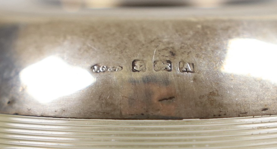 A George V large silver mounted glass match strike, John Grinsell & Sons, Birmingham 1925, height 11cm.